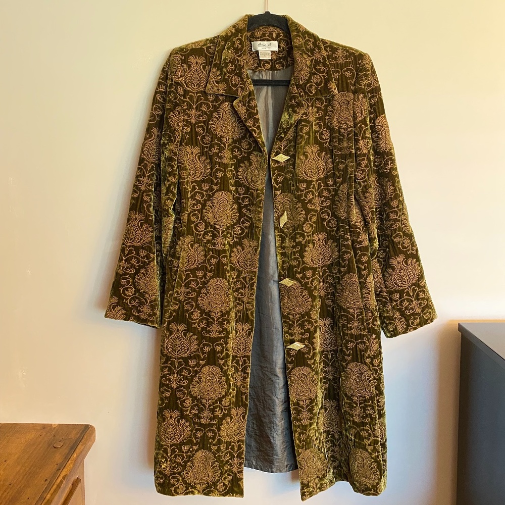 Vintage Aris A. Green Damask Coat